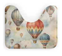 Rkklvbns Tappeto da bagno antiscivolo a forma di U con mongolfiera ad acquerello, morbido e assorbente, 50,8 x 40,6 cm, sottile tappeto da bagno per lavandino, vasca, doccia e WC