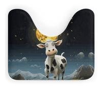 Rkklvbns Tappeto da bagno antiscivolo a forma di U con mucca sulla luna, morbido e assorbente, 50,8 x 40,6 cm, sottile tappeto da bagno per lavandino, vasca, doccia e WC