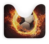 Rkklvbns Tappeto da bagno antiscivolo a forma di U con palla da calcio di fuoco, morbido e assorbente, 50,8 x 40,6 cm, sottile tappeto da bagno per lavandino, vasca, doccia e WC