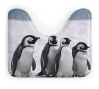 Rkklvbns Tappeto da bagno antiscivolo a forma di U con pinguini giovani con neve, morbido e assorbente, 50,8 x 40,6 cm, sottile tappeto da bagno per lavandino, vasca, doccia e WC