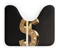Rkklvbns Tappeto da bagno antiscivolo a forma di U con segno del dollaro dorato, morbido e assorbente, 50,8 x 40,6 cm, sottile tappeto da bagno per lavandino, vasca, doccia e WC