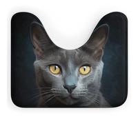 Rkklvbns Tappeto da bagno antiscivolo a forma di U con stelle di gatto grigio, morbido e assorbente, 50,8 x 40,6 cm, sottile tappeto da bagno per lavandino, vasca, doccia e WC
