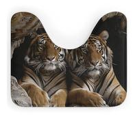 Rkklvbns Tappeto da bagno antiscivolo a forma di U con tigre in caverna, morbido e assorbente, 50,8 x 40,6 cm, sottile tappeto da bagno per lavandino, vasca, doccia e WC
