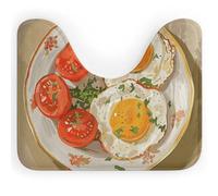 Rkklvbns Tappeto da bagno antiscivolo a forma di U con uova e pomodori, morbido e assorbente, 50,8 x 40,6 cm, sottile tappeto da bagno per lavandino, vasca, doccia e WC