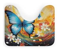 Rkklvbns Tappeto da bagno colorato con farfalla a forma di U, antiscivolo, morbido e assorbente, 50,8 x 40,6 cm, sottile tappeto da bagno per lavandino, vasca, doccia e WC