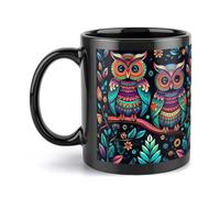 Rkklvbns Tazza da caffè colorata con immagini di gufi, grande tazza da caffè con manico, 325 ml, in ceramica, regalo per donne, mamma, amici, regalo di compleanno per colleghi