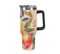 Rkklvbns Tazza da caffè da viaggio colorata con design ad acquerello, 1,18 l, con manico e coperchio con cannuccia, a prova di perdite, grande capacità, mantiene freddo o caldo per palestra, viaggi e