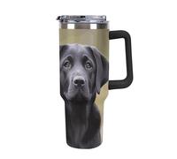 Rkklvbns Tazza da caffè da viaggio con cane Labrador Retriever, 1,18 l, con manico e coperchio con cannuccia, a prova di perdite, grande capacità, mantiene freddo o caldo per palestra, viaggi e sport