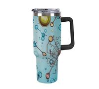Rkklvbns Tazza da caffè da viaggio con motivo astrazione, biologia, chimica, da 1,18 l, con manico e coperchio con cannuccia, a prova di perdite, grande capacità, mantiene freddo o caldo per palestra
