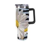 Rkklvbns Tazza da caffè da viaggio Daisy Flower, da 1,18 l, con manico e coperchio con cannuccia, a prova di perdite, grande capacità, mantiene freddo o caldo per palestra, viaggi e sport