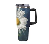 Rkklvbns Tazza da caffè da viaggio Daisy Flower, da 1,18 l, con manico e coperchio con cannuccia, a prova di perdite, grande capacità, mantiene freddo o caldo per palestra, viaggi e sport