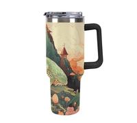 Rkklvbns Tazza da caffè da viaggio Frog on Mountain, bicchiere da 1,18 l, con manico e coperchio con cannuccia, tazza da auto di grande capacità, a prova di perdite, mantiene freddo o caldo per