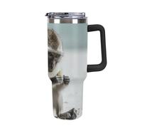 Rkklvbns Tazza da caffè da viaggio Monkey on The Ground, bicchiere da 1180 ml con manico e coperchio con cannuccia, tazza da auto di grande capacità, a prova di perdite, mantiene freddo o caldo per
