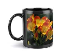Rkklvbns Tazza da caffè grande con manico con fresia, bella pianta e fiore, 325 ml, in ceramica, regalo per donne, mamma, amici, regalo di compleanno per colleghi