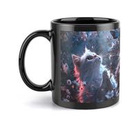 Rkklvbns Tazza da caffè grande con manico con gatto bianco in fiori, tazza in ceramica da 325 ml, regalo per donne, mamma, amici, regalo di compleanno per colleghi