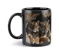 Rkklvbns Tazza da caffè grande con manico con tigre nella caverna, 325 ml, tazza in ceramica, regalo per donne, mamma, amici, regalo di compleanno per colleghi