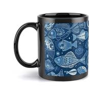 Rkklvbns Tazze con pesce e conchiglie, grande tazza da caffè con manico, tazza in ceramica da 325 ml, regalo per donne, mamma, amici, regalo di compleanno per colleghi