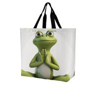 Rkklvbns The Funny Frog Doing Yoga Donne Tote Bag Spalla Grocerie Borse Portatile Borsa Portatile Leggero Durevole per Lavoro Viaggi Borsa Casual