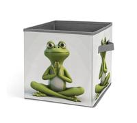 Rkklvbns The Funny Frog Doing Yoga Storage Bin - Cestino portaoggetti pieghevole con manici, grande organizer per vestiti in tessuto per organizzare libri, coperte, giocattoli