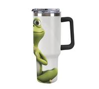 Rkklvbns The Funny Frog Doing Yoga - Tazza da caffè da viaggio, con manico e coperchio con cannuccia, a prova di perdite, grande capacità, mantiene freddo o caldo per palestra, viaggi e sport
