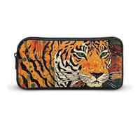 Rkklvbns Tiger Botanical Print - Astuccio portamatite portatile con cerniera, organizer per cancelleria, semplice da riporre, per ufficio, università, uso adulto
