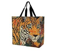 Rkklvbns Tiger Botanical Print - Borsa a tracolla da donna, borsa per la spesa, portatile, leggera, resistente, per lavoro, viaggi, stile casual