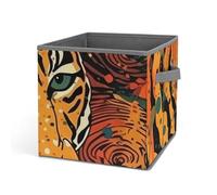 Rkklvbns Tiger Botanical Print - Cestino portaoggetti pieghevole con manici, grande organizer per vestiti, in tessuto, per organizzare libri, coperte, giocattoli