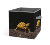 Rkklvbns Turtle Ground - Cestino portaoggetti pieghevole con manici, grande organizer per vestiti, in tessuto, per organizzare libri, coperte, giocattoli