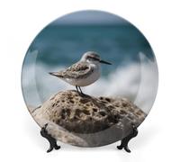 Rkklvbns Uccello appollaiato sulla roccia piatti decorativi 15,2 cm piatti piani in ceramica Bone China Piatto decorativo con espositore Piatti da dessert per casa ufficio decorazione da parete