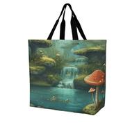 Rkklvbns View of Fantasy River Mushroom - Borsa a tracolla da donna, borsa per la spesa, portatile, leggera, resistente, per lavoro, viaggi, stile casual