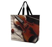 Rkklvbns Violino spartiti donne Tote Bag spalla drogheria borse portatile di stoccaggio borsa leggera durevole per lavoro viaggio borsa casual