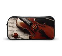 Rkklvbns Violino spartiti musicali grande astuccio portamatite portatile con cerniera cancelleria organizzatore semplice archiviazione estetica cancelleria per ufficio college uso adulto