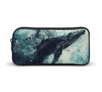Rkklvbns Whale in Water - Astuccio portamatite portatile, con cerniera, organizer per cancelleria, semplice da riporre, per ufficio, università, uso adulto