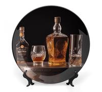 Rkklvbns Whisky Beer Pictures Piatti decorativi da 6 pollici Piatti piani in ceramica Bone China Piatto decorativo con espositore Piatti da dessert per casa ufficio decorazione da parete