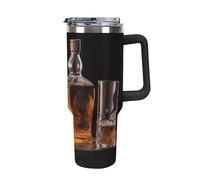 Rkklvbns Whisky Beer Pictures - Tazza da caffè da viaggio, con manico e coperchio con cannuccia, a prova di perdite, grande capacità, mantiene freddo o caldo per palestra, viaggi e sport