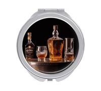 Rkklvbns Whisky Beer - Specchio da viaggio per il trucco, portatile, doppio lato, con ingrandimento 1x e 2x, per viaggi, scrivania, casa