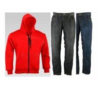 Rksports Moto Ce Rinforzato Protettivo Rosso Cappuccio E Jeans