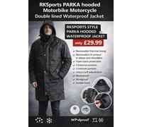 RKSports Parka Con Cappuccio Giacca Impermeabile A Due Strati Per Moto