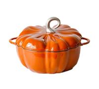 RKSTD casseruola in ghisa smaltata a forma di zucca con coperchio casseruola antiaderente da 7,9 pollici per tutte le fonti di calore
