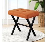RKVPCNE Sgabello ottomano per Vanity, sedia da toeletta con gambe a X in metallo, poggiapiedi imbottito per sala trucco, soggiorno, bagno, poggiapiedi imbottito per ingresso (marrone)