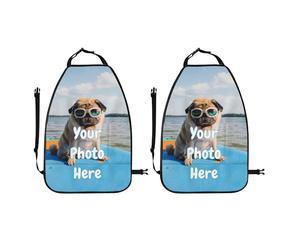 RKXGiftopia 2 Pezzi Coprisedile Auto Personalizzabile - Tappetino Anti-Graffio con Foto, Protezione Universale per Bambini/Can, Lavabile, 47x67cm, Adatto SUV/Automobile