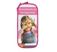RKXGiftopia Astuccio Personalizzato con Foto e Nome, Portapenne Grande a Doppio Scomparto in Tela Oxford, Organizer Scuola con Zip per Penne Matite, Regalo Bambini Ragazzi, Rosa