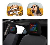 RKXGiftopia Copri Poggiatesta Auto Personalizzato 2 Pezzi, Fodere Poggiatesta con Foto Logo Testo, Stampa Fronte Retro, Copertura Elasticizzata per Auto, Regalo Coppia