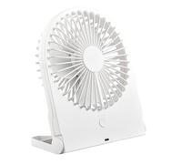 RL LIVE YOUR LIGHT Reality Leuchten Breezy R044-01 - Ventilatore da tavolo in plastica bianca opaca, 2 Watt, funzionamento a batteria, USB-C, 3 livelli