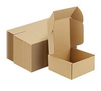 RLAVBL Scatole di Cartone, Scatoloni 20.4x20.4x10.2cm, Scatole Portaoggetti Ondulate,Scatola Regalo con Coperchio,Marrone Set di 25