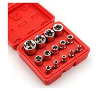 RLCJBMSUG Materiale 14 Pezzi/Set E Torx Star Femmina Set di Prese 1/2" 3/8" 1/4" Drive E4 - E24 Strumento di Riparazione Set di Utensili manuali Alta qualità