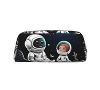 RLDOBOFE Astronauta e Alien stampa Matita Bag Impermeabile Cerniera Matita Caso In Pelle Penna Box Sacchetto Cosmetico Per Ufficio Matita, Oro, Taglia unica, Compatto