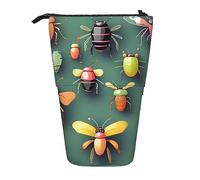 RLDOBOFE Astuccio portamatite telescopico con stampa di insetti Atlante, grazioso astuccio portatile, astuccio per matite pop up, astuccio per trucchi, regalo per le vacanze, nero, taglia unica,