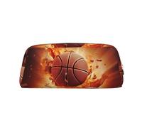 RLDOBOFE basket stampa Matita Bag impermeabile Zipper Pencil Case Leather Pen Box Cosmetic Bag Per Office Pencil, Oro, Taglia unica