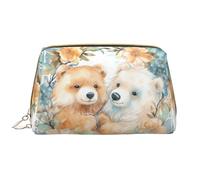 RLDOBOFE Beauty case per donne e uomini, kit Dopp da viaggio, borsa per il trucco con drago blu e bianco, organizer per cosmetici, Due orsi in una ghirlanda, Taglia unica